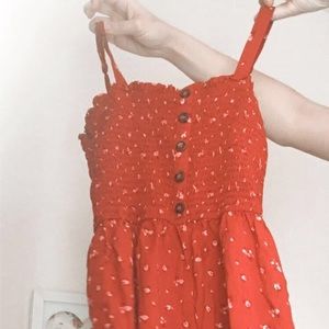 Red floral romper